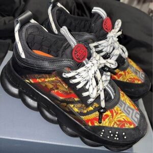 Versace Black and Gold Baroque Sneakers